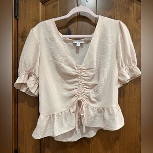 Topshop Light Pink Ruched Blouse